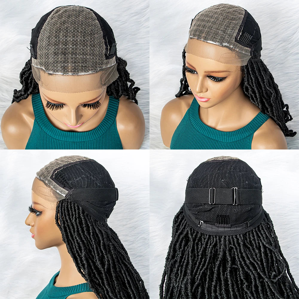 Perruque Tresse Africaine avec Lace Frontale en Dentelle Synthétique