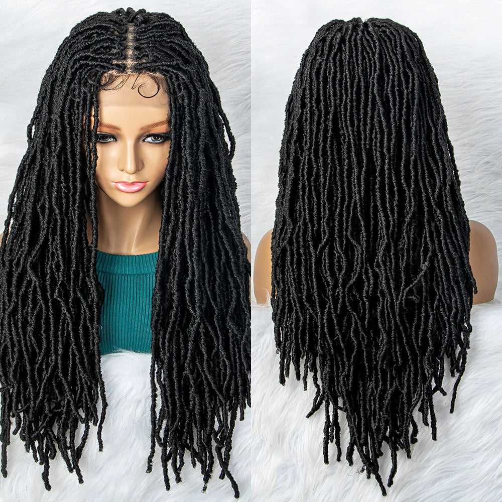 Perruque Tresse Africaine avec Lace Frontale en Dentelle Synthétique