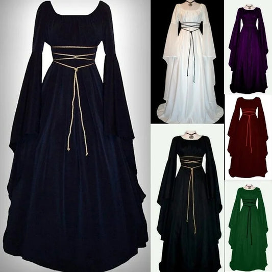 Women's Vintage Gothic Medieval Dress Long Cosplay