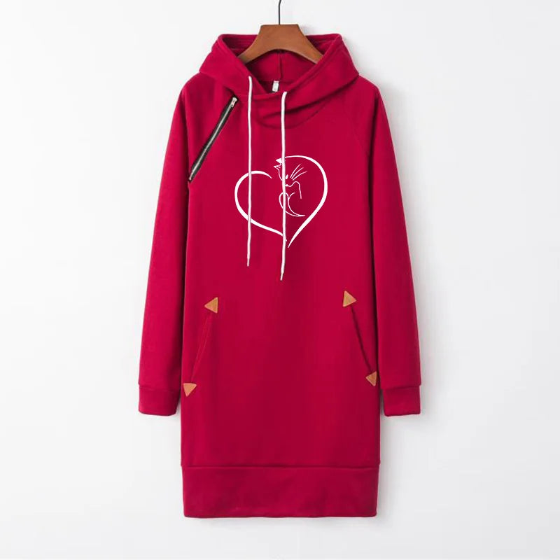 Very trendy sweatshirt dress with hood for women