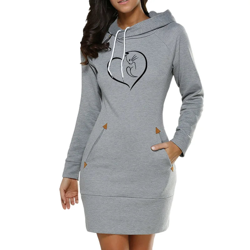 Very trendy sweatshirt dress with hood for women