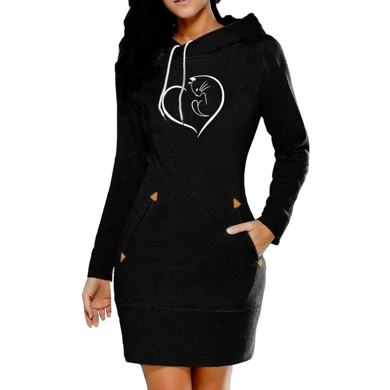 Very trendy sweatshirt dress with hood for women