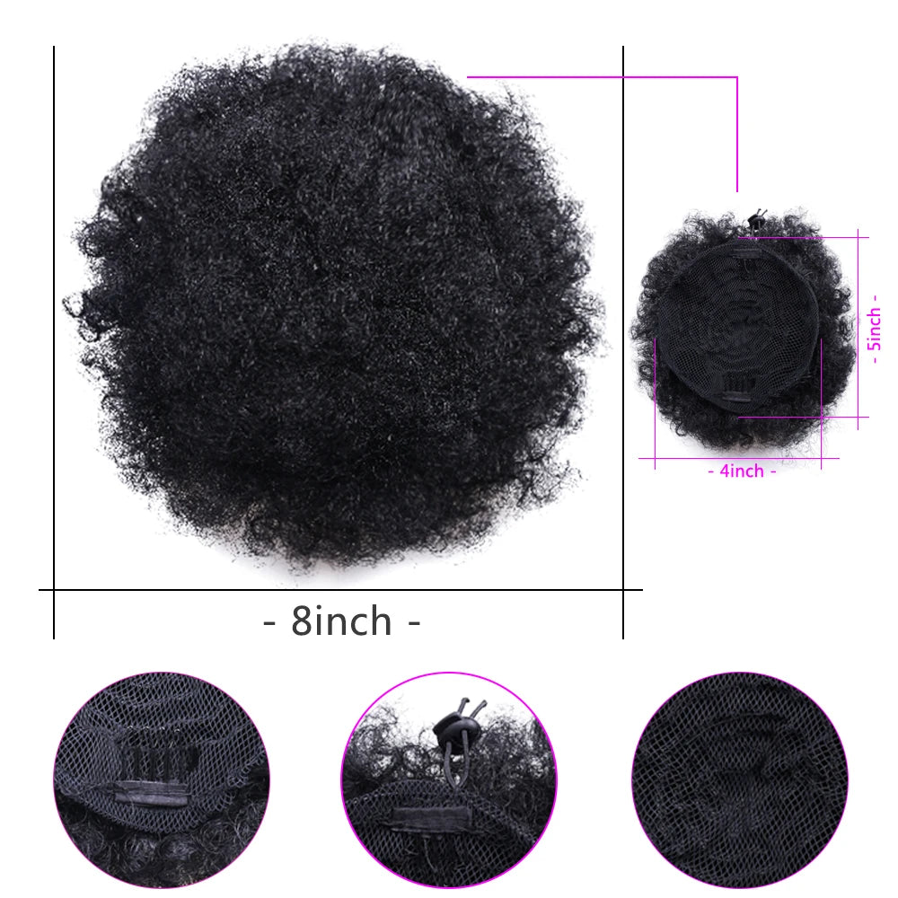 Afro Puff Bun - Kinky Curly Clip Extensions