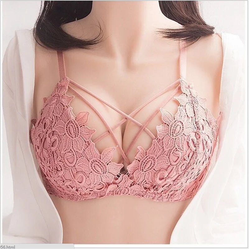 Sexy floral lace embroidered push up bra