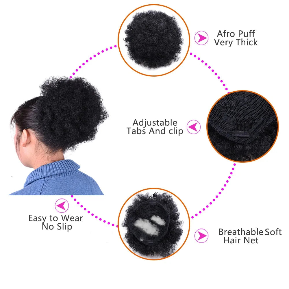 Afro Puff Bun - Kinky Curly Clip Extensions