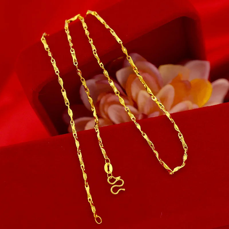 18K Pure Gold Wedding Necklace - African Gold Jewelry for Women