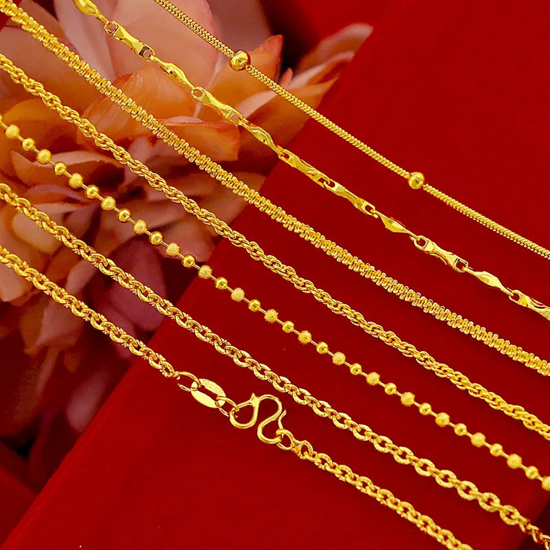 18K Pure Gold Wedding Necklace - African Gold Jewelry for Women