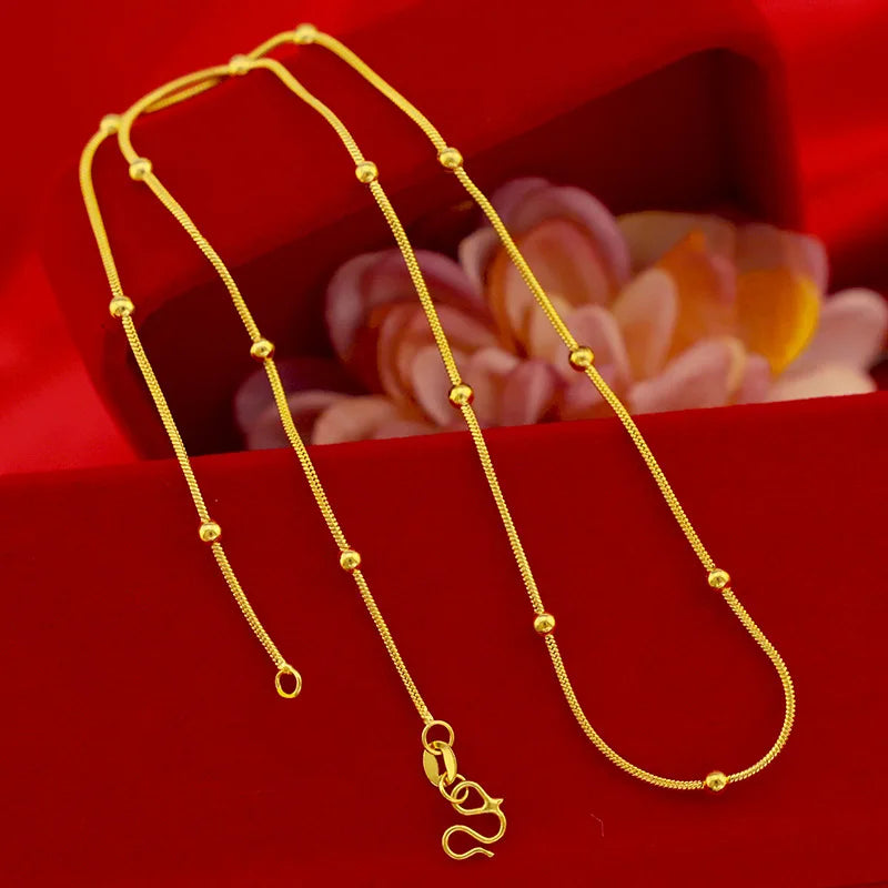 18K Pure Gold Wedding Necklace - African Gold Jewelry for Women