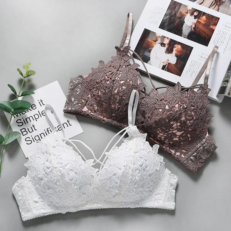 Sexy floral lace embroidered push up bra