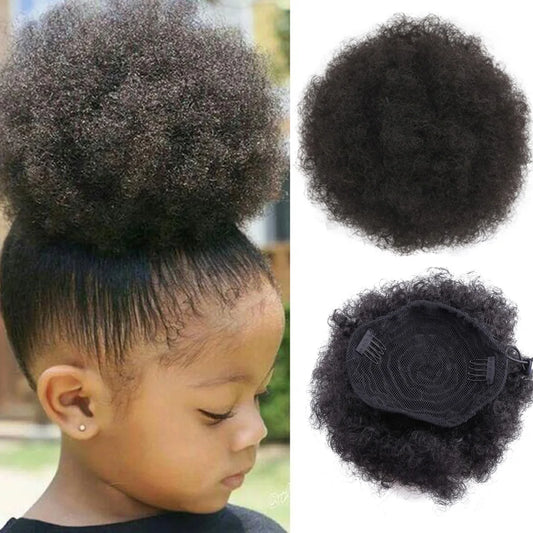 Afro Puff Bun - Kinky Curly Clip Extensions