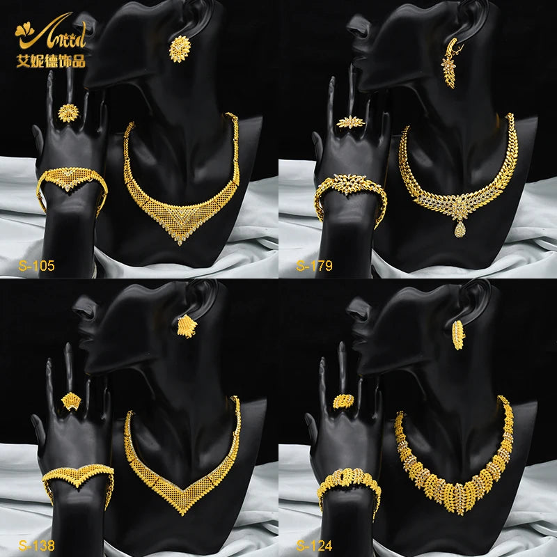 Dubai Gold Color African Crystal Wedding Jewelry Set