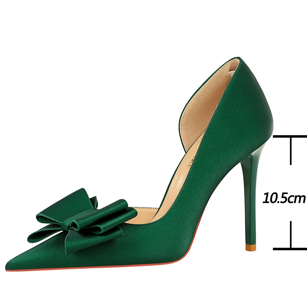 BIGTREE women's pumps with bow, high heels and satin - Elegance guaranteed!