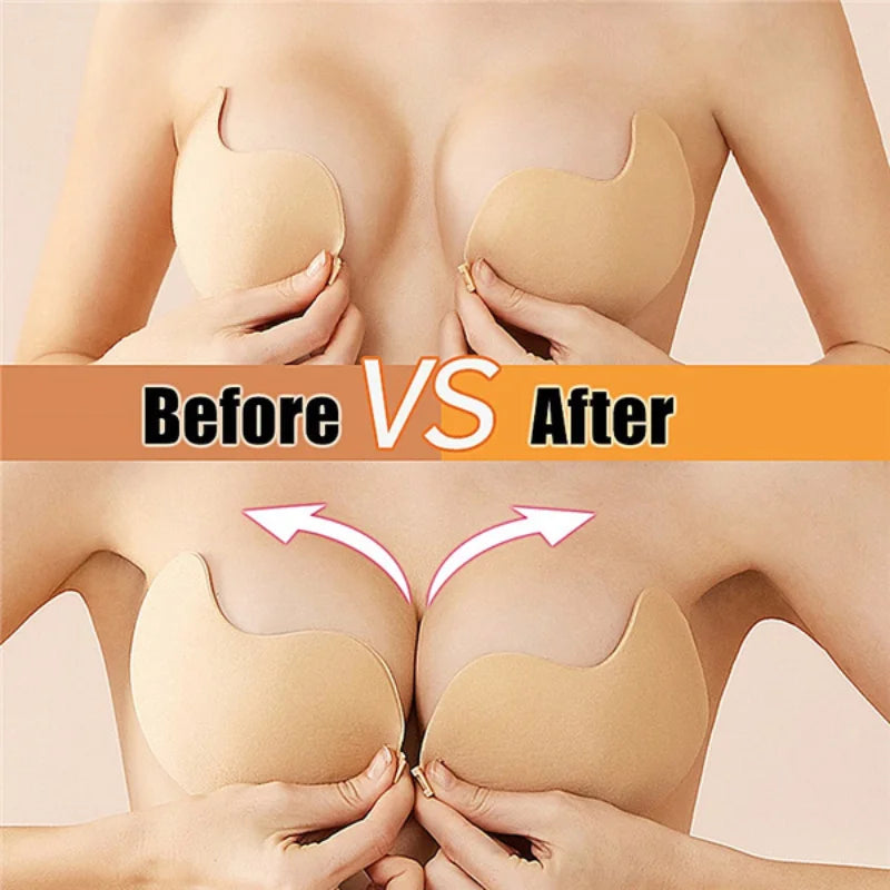 Strapless Backless Adhesive Bra Front Closure with Invisible Push-Up