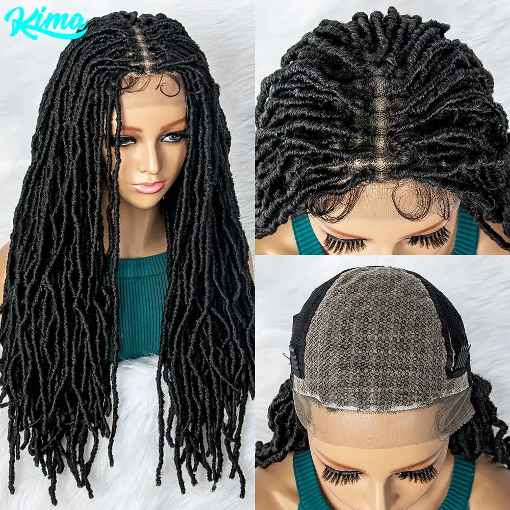 Perruque Tresse Africaine avec Lace Frontale en Dentelle Synthétique