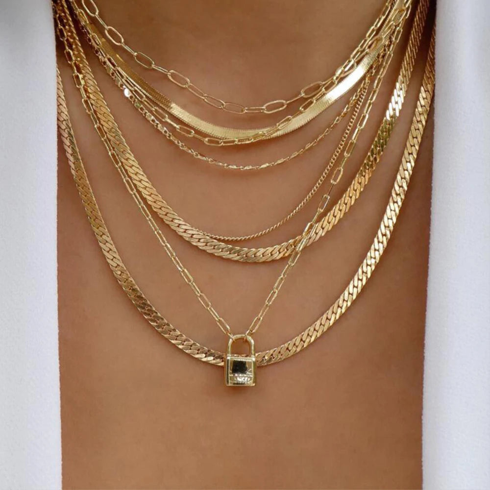 Vintage Crystal Multi-Layer Gold Necklace