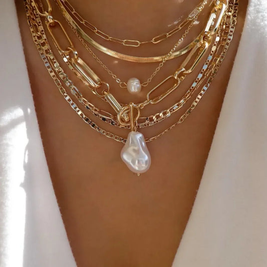 Vintage Crystal Multi-Layer Gold Necklace