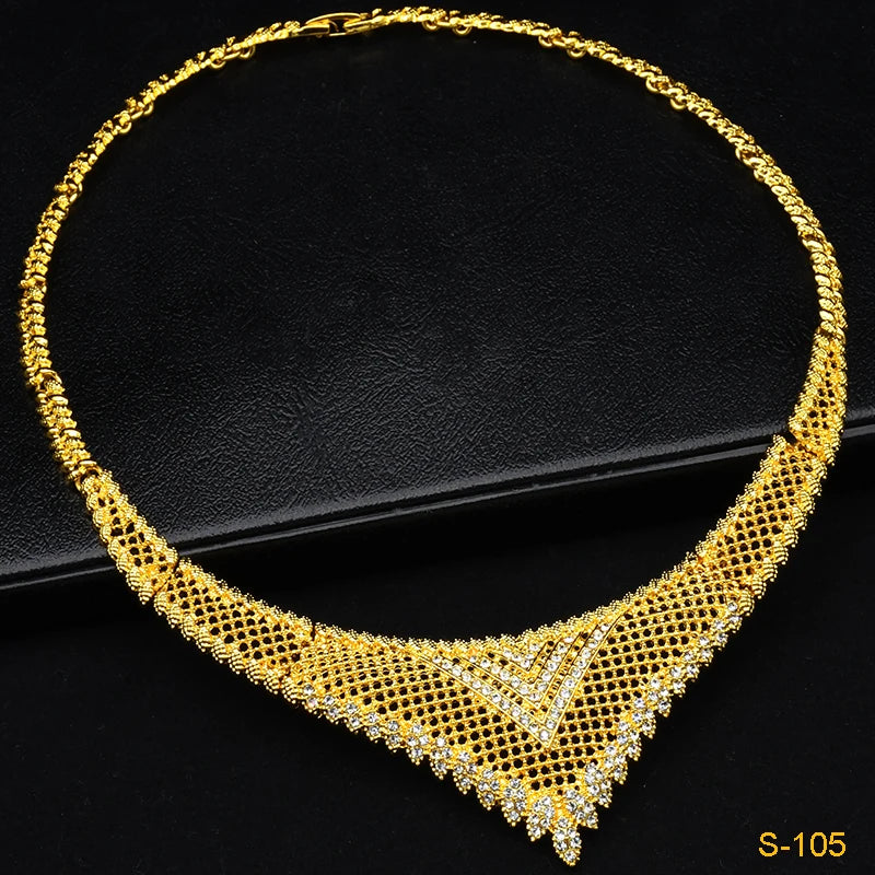 Dubai Gold Color African Crystal Wedding Jewelry Set