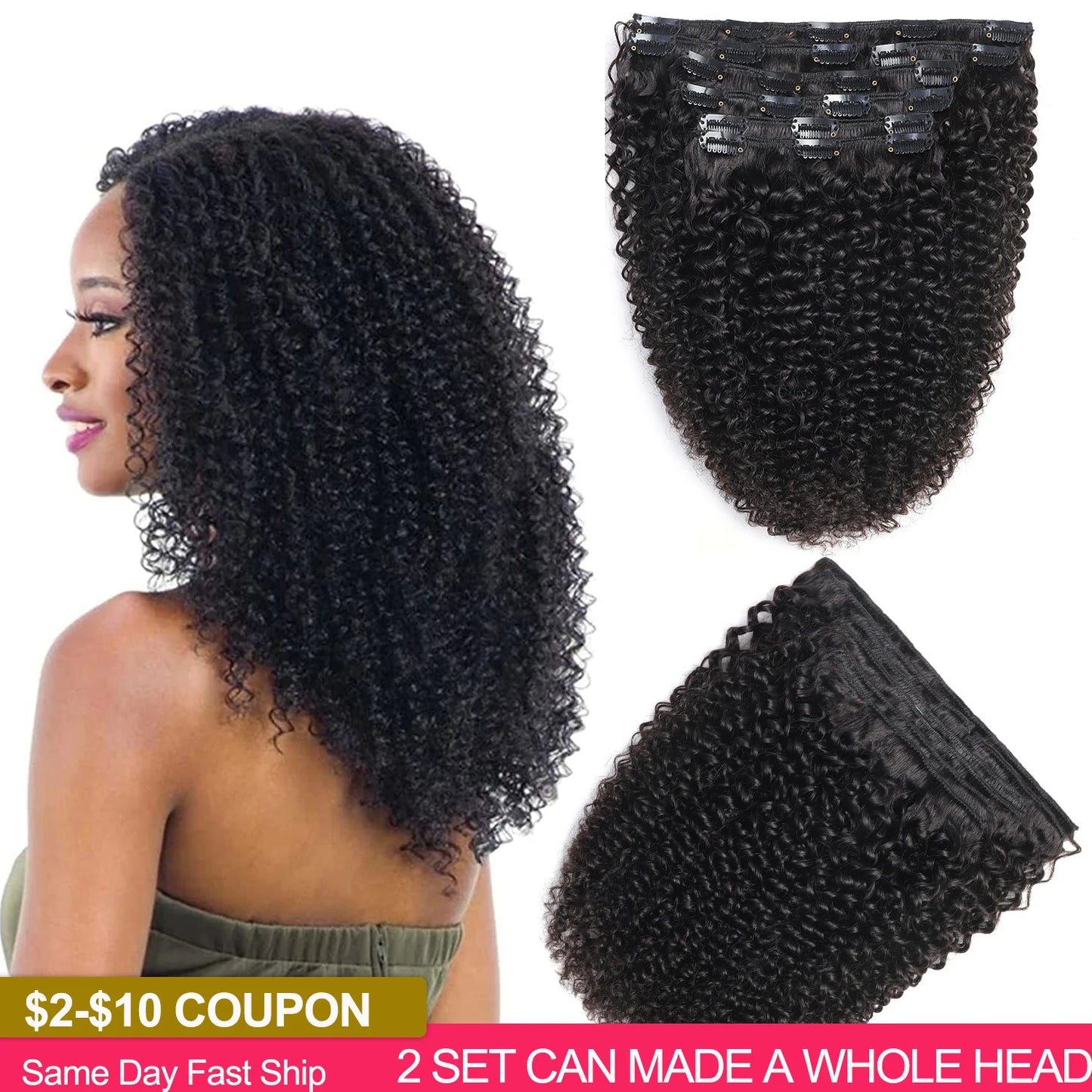 Natural Hair Extensions Clips Afro Kinky Kinky 4C