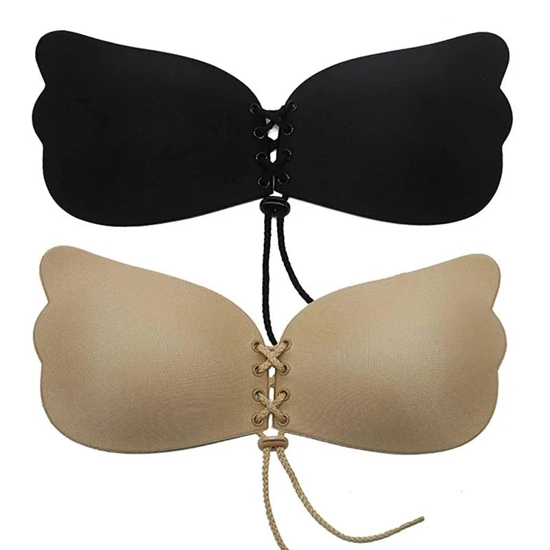 Seamless push-up adhesive bra