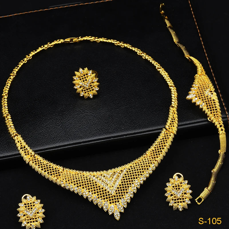 Dubai Gold Color African Crystal Wedding Jewelry Set