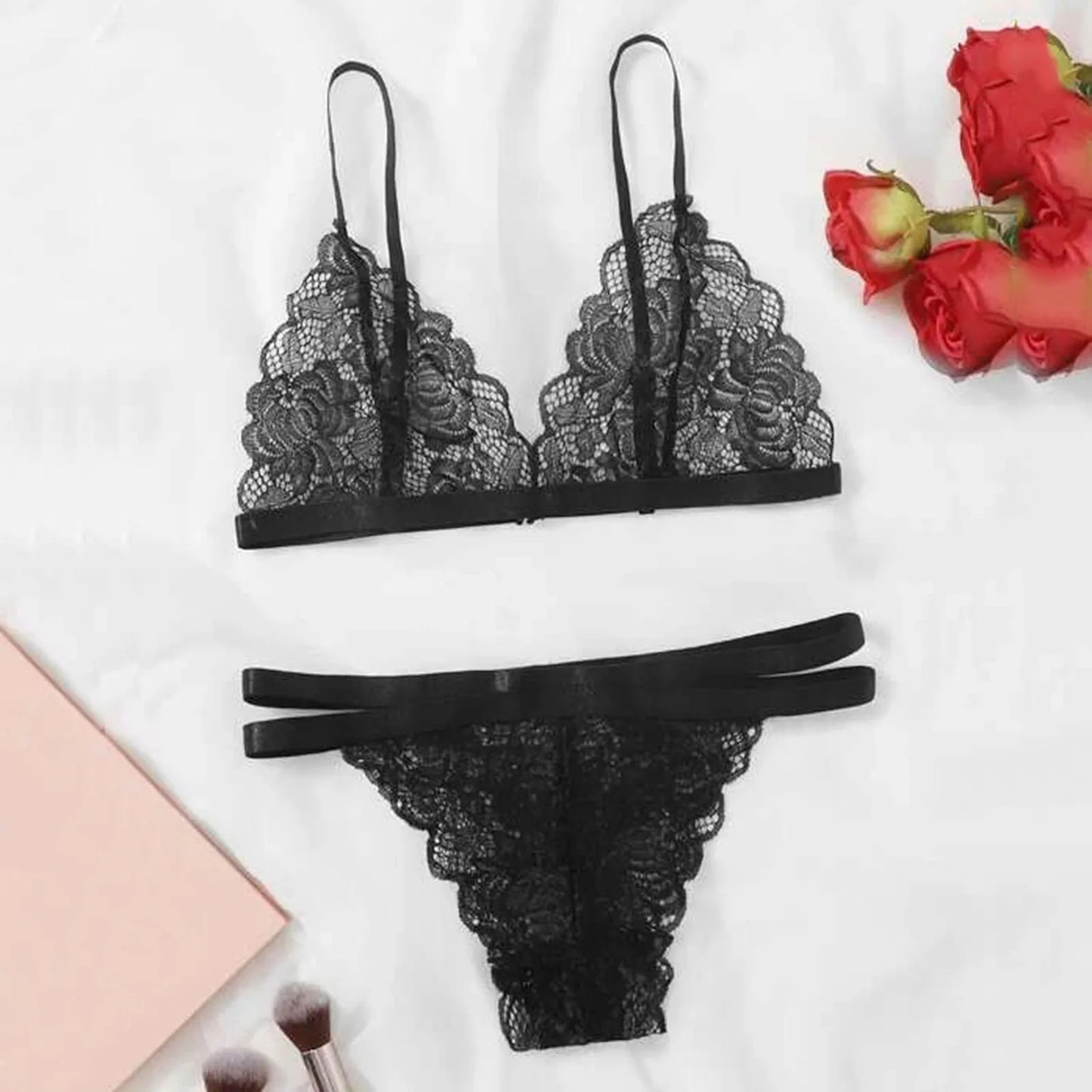 2 Piece Sexy Ruffle Lace Lingerie Set