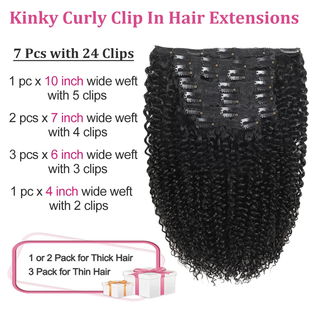 Natural Hair Extensions Clips Afro Kinky Kinky 4C