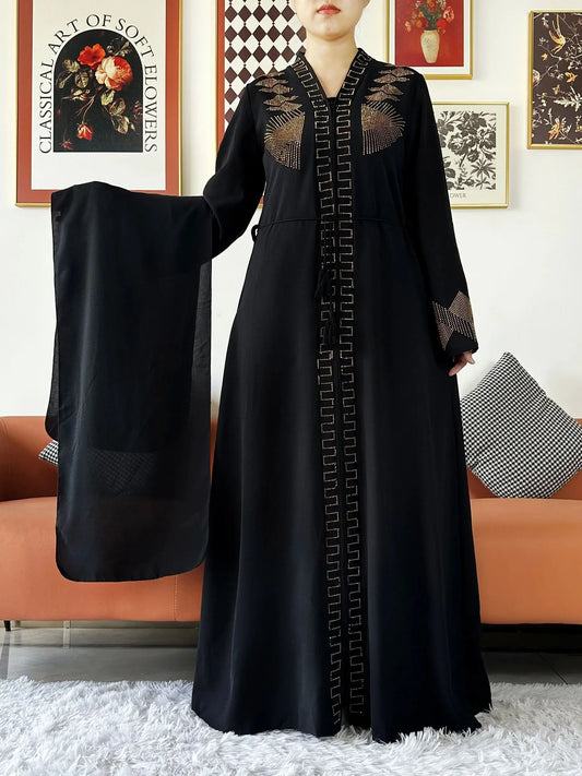 Elegant Open Abaya Chiffon Dress with Zipper