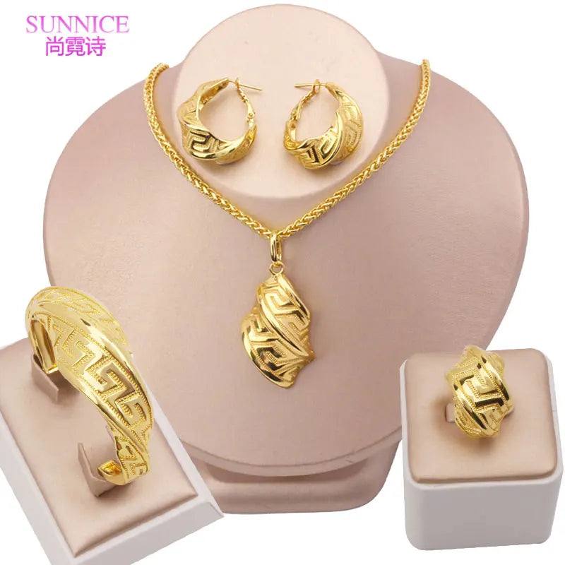 Ensemble de bijoux mariage doré pour femme (Dubai Fashion)